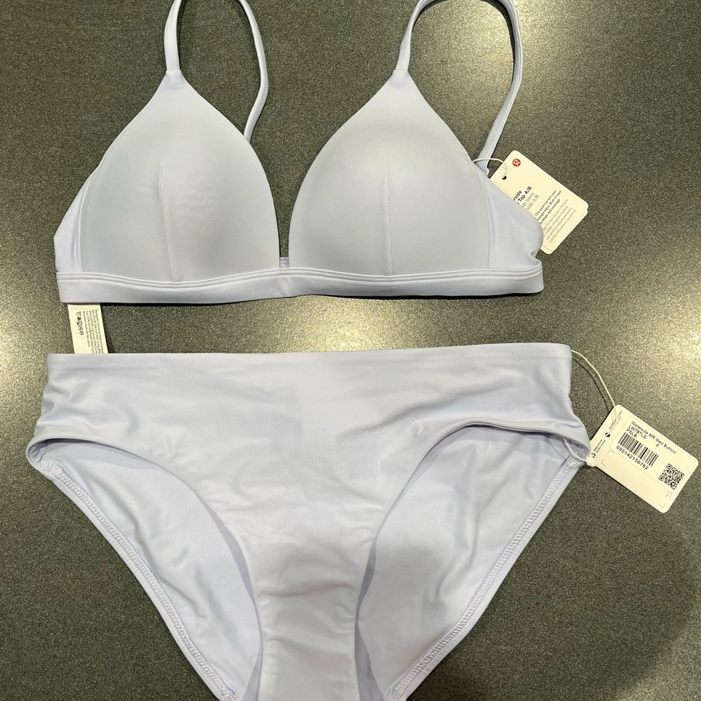 NWT Lululemon waterside bikini swimsuit set. Size 6. Pastel blue
